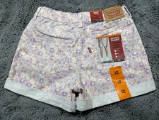 Levis Youth Girls Floral Denim Shorts Kids Jean Summer Casual Size 12 NWT