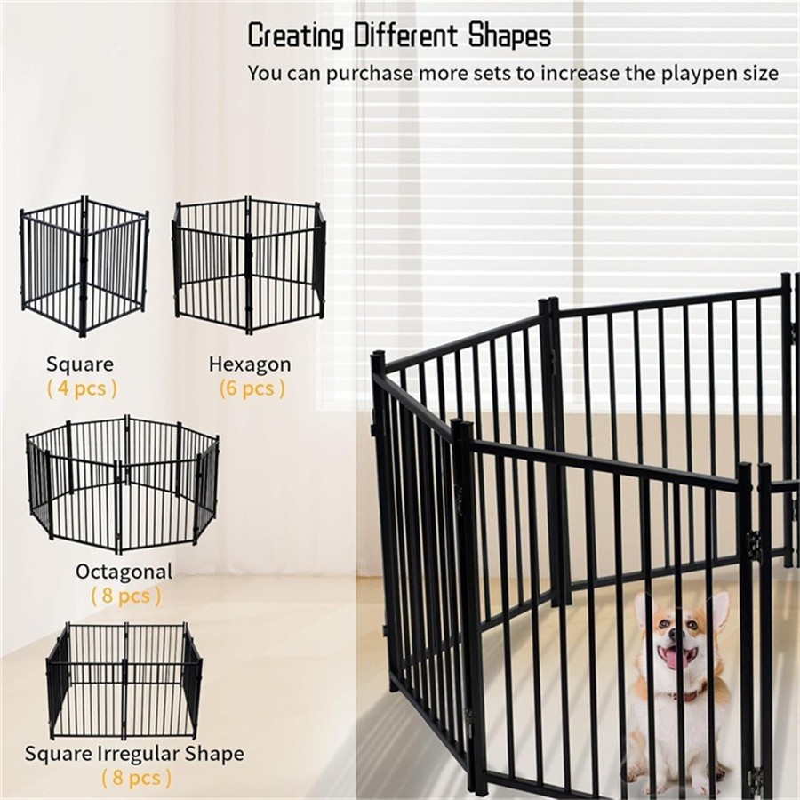 Dog Playpen Indoor, 6 Panels Metal Dog Fence,Playpen for Medium/Small Dogs
