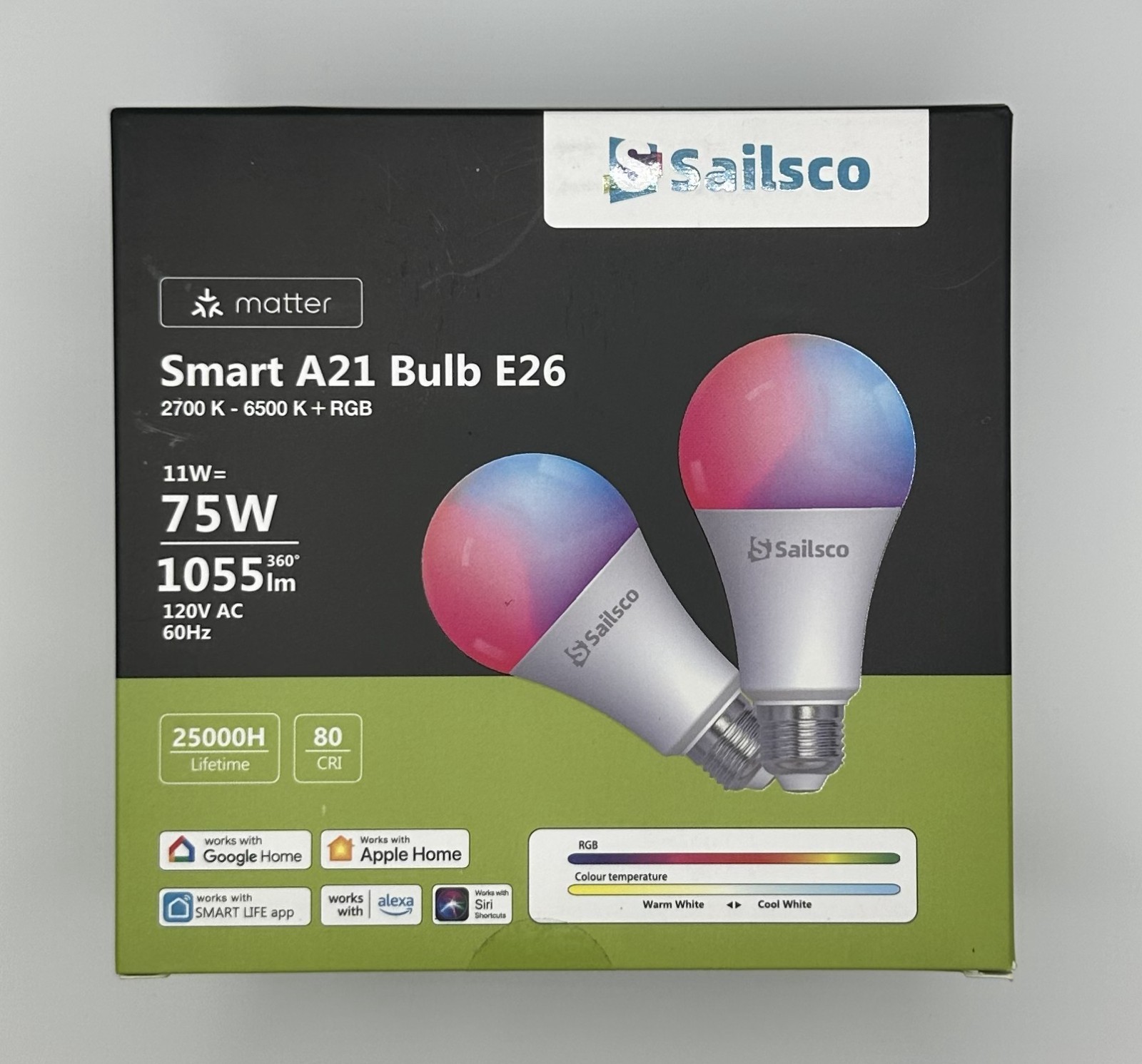 Matter Smart Color LED Bulbs, Works with Alexa/Google/HomeKi