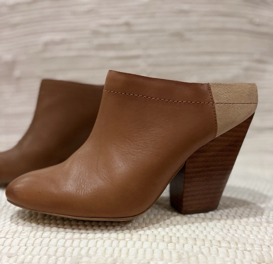 Miss Albright Clogs Specialty Platform Camel & Cream Leather Size 6 Shoes - Image 3 of 4