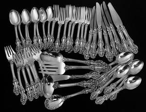 1975 KING FRANCIS REED & BARTON 45 PIECE SILVERWARE FLATWARE SET STUNNING SET 8