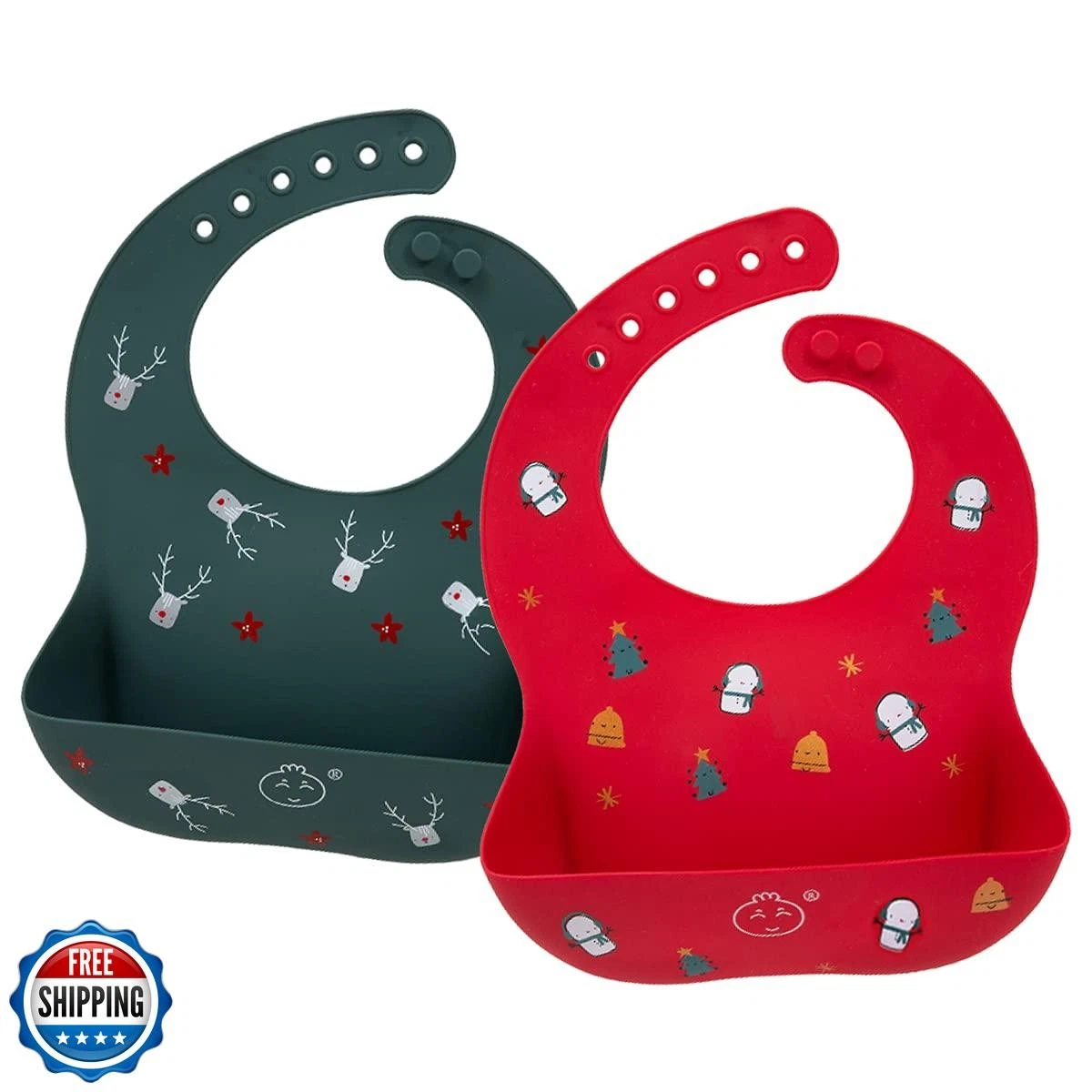 Little Dimsum Baby Bib Silicone Adjustable Waterproof - Soft Comfortable Feed