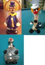 Murano Art Italy Clown Multicolor Decanter Figurine Pick One ^