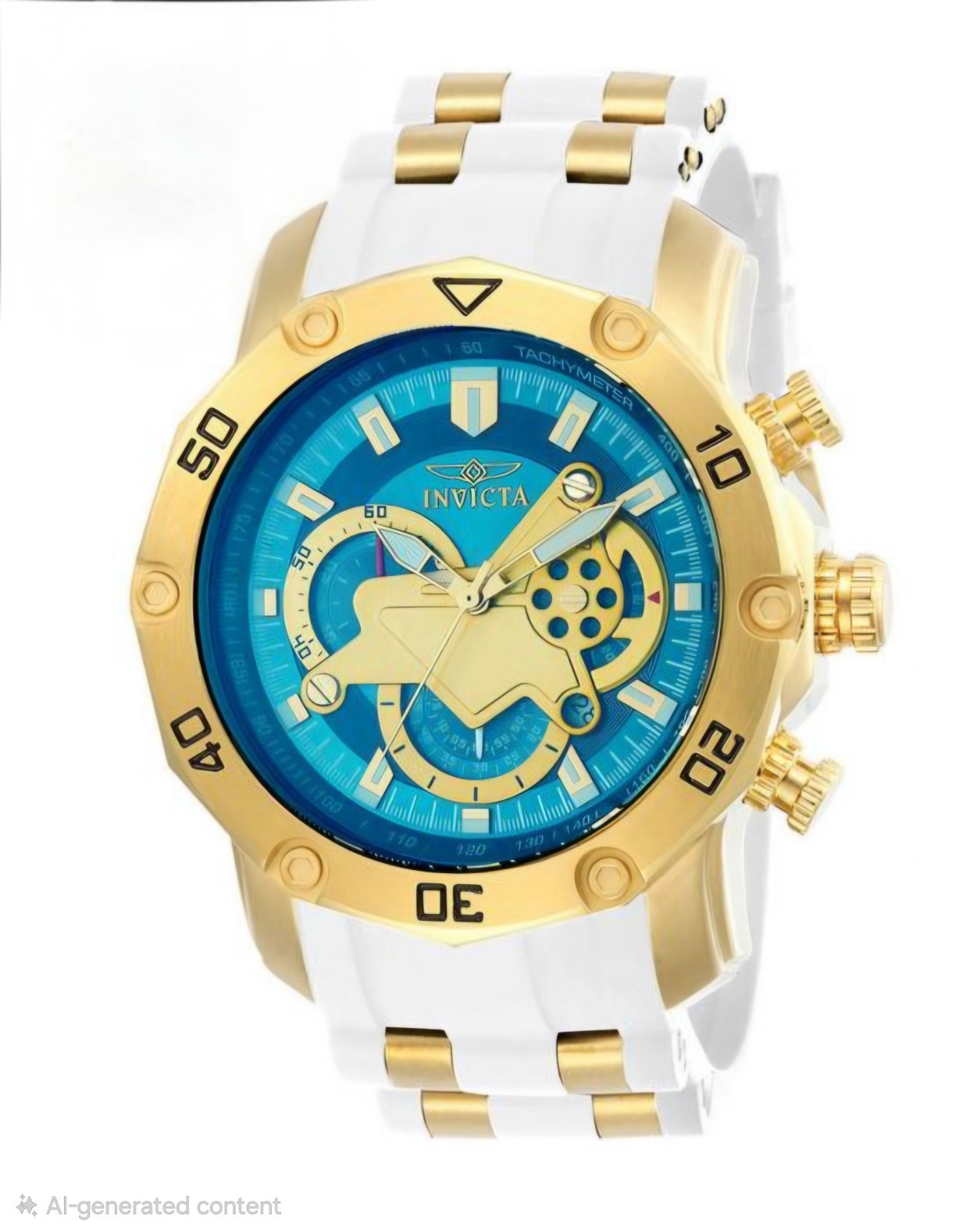 Invicta Pro Diver SCUBA Men's Watch - Japan Chronograph 50mm Gold, White (23423)