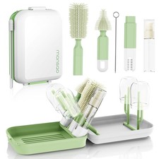 Baby Bottle Brush Set with Drying Rack, Portable Silicone Bottle Cleaner Kit ...