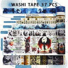 Washi Tape Set 37 Rolls - Witches Theme Colored Decorative Adhesive Tape for ...