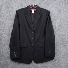 AK Anne Klein Elements Women's Size 6 Black 3 Button Notch Lapel Blazer Pockets