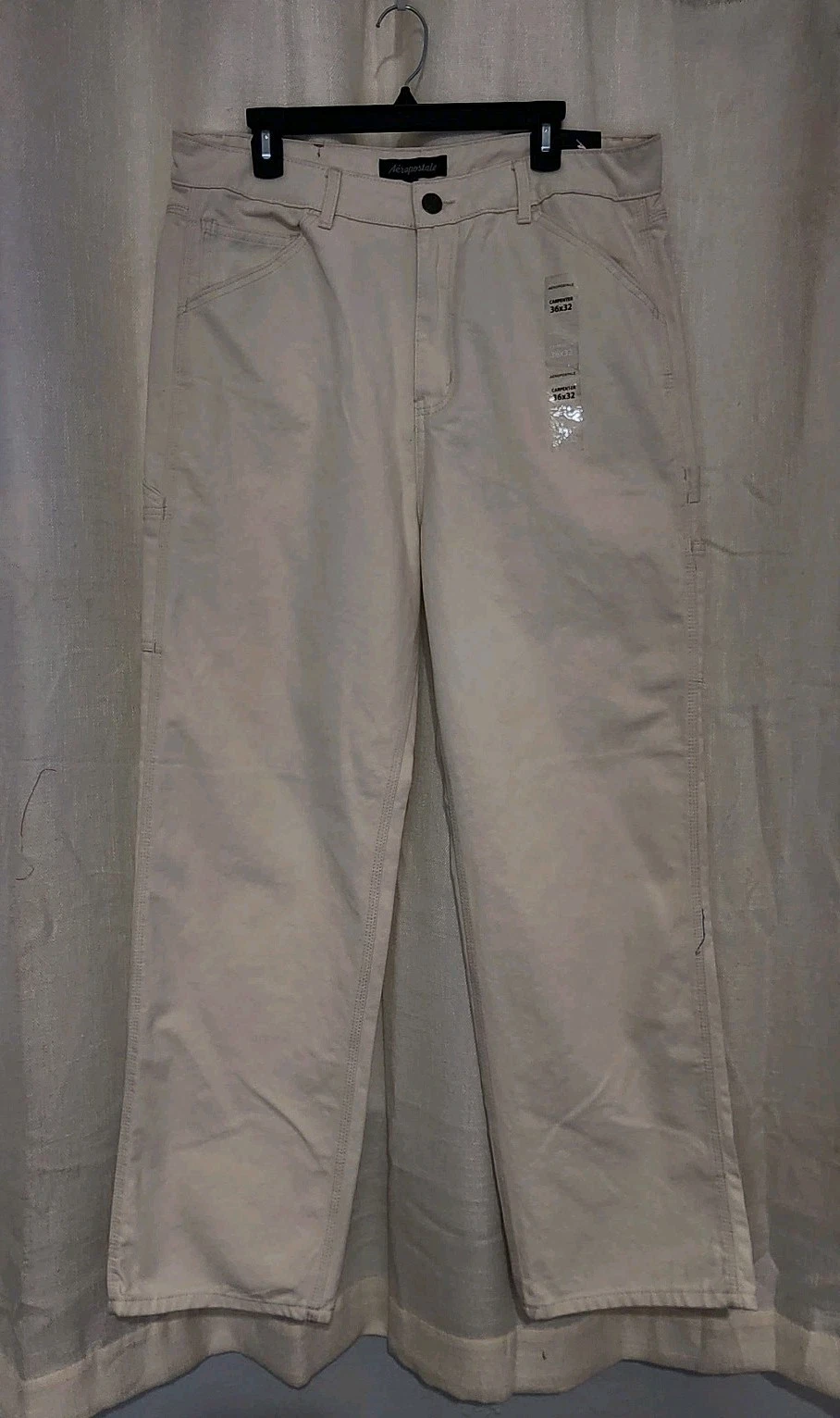 Aeropostale Men's Pants Classic Carpenter Cargo Pockets 36 x 32 Beige NWT