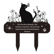 Pet Cat Memorial Grave Markers - Rngmsi Flowers Butterfly Metal Black