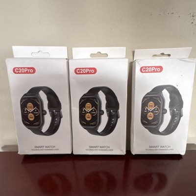 C20Pro Smart Watch Black Silicone Band Plastic Case Android iOS Compatible