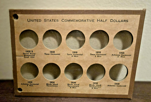 Vintage Wayte Raymond Coin Board-No. 349E-U.S. Commemorative Half Dollars-Empty