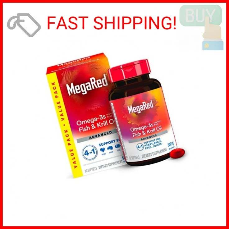 Megared Omega-3 Fish Oil + High Absorption Krill Oil 500mg Softgels, MegaRed Adv - Image 2 of 2