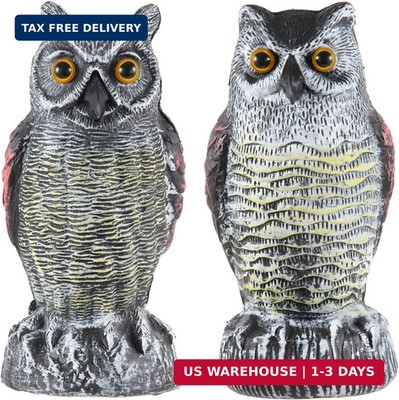 Hedoc 2 Pack Fake Owl Decoys to Scare Birds Away, Great Horned Owl Bird Deterren