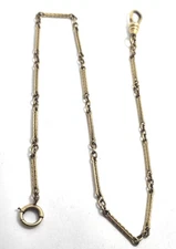 CKO Art Deco antique yellow gold filled embossed bar link 14 inch long watch fob