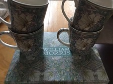 Image of William Morris Ceramic Mugs Set of 4 Pimpernel Design New Boxed .