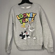 Looney Tunes Juniors XS 1 Crewneck Sweatshirt Heather Gray Graphic Bugs Bunny