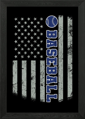 Baseball amerikanische Flagge USA gerahmtes Wandbild Poster Leinwanddruck Bild