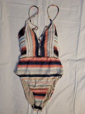 Sold Out Lucky Brand Sonora Sarape One Piece Swimsuit White M Medium NWT