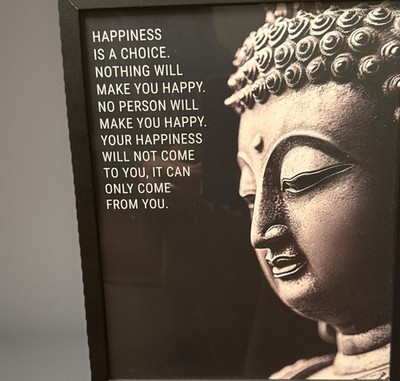 Framed Buddha Wall Art- Happiness Is A Choice: Home / Office Decor