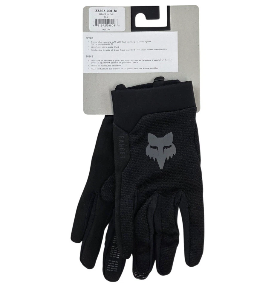 Guantes de bicicleta de montaña Fox Racing Ranger para hombre talla mediana negros MTB ciclismo Foto 2 de 4