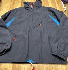 VTG 90's Helly Hansen Ski Jacket Mens L Nylon 1/2 Zip Pullover Black Lightweight