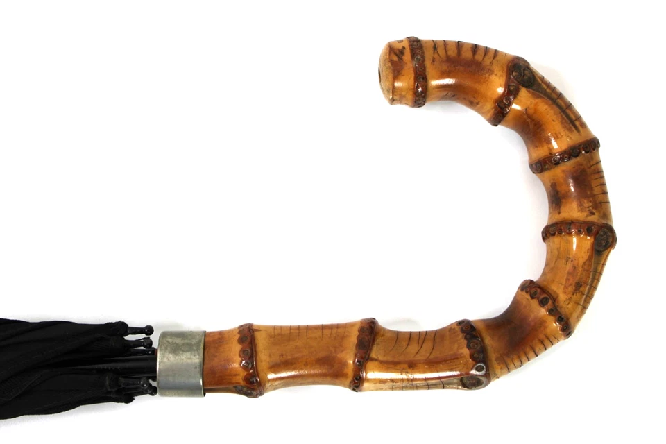 Vintage Paragon Fox & Co Bamboo Handle Umbrella Black 3' - Image 3 of 4