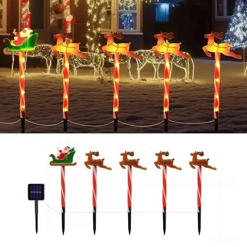5PC/Set Solar Santa Claus&Elk Garden Lights Outdoor Waterproof Lawn Lamps - Image 4 of 4