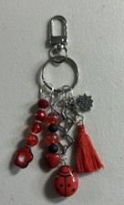 Artisan Handbag Jewelry Beaded LADYBUG Beach Bag Purse Charm Keychain LADY BUG