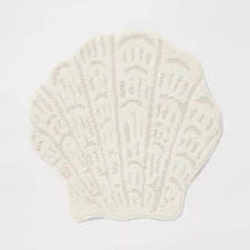 24"x24" Seashell Shaped Coastal Non-Skid Bath Rug - Threshold