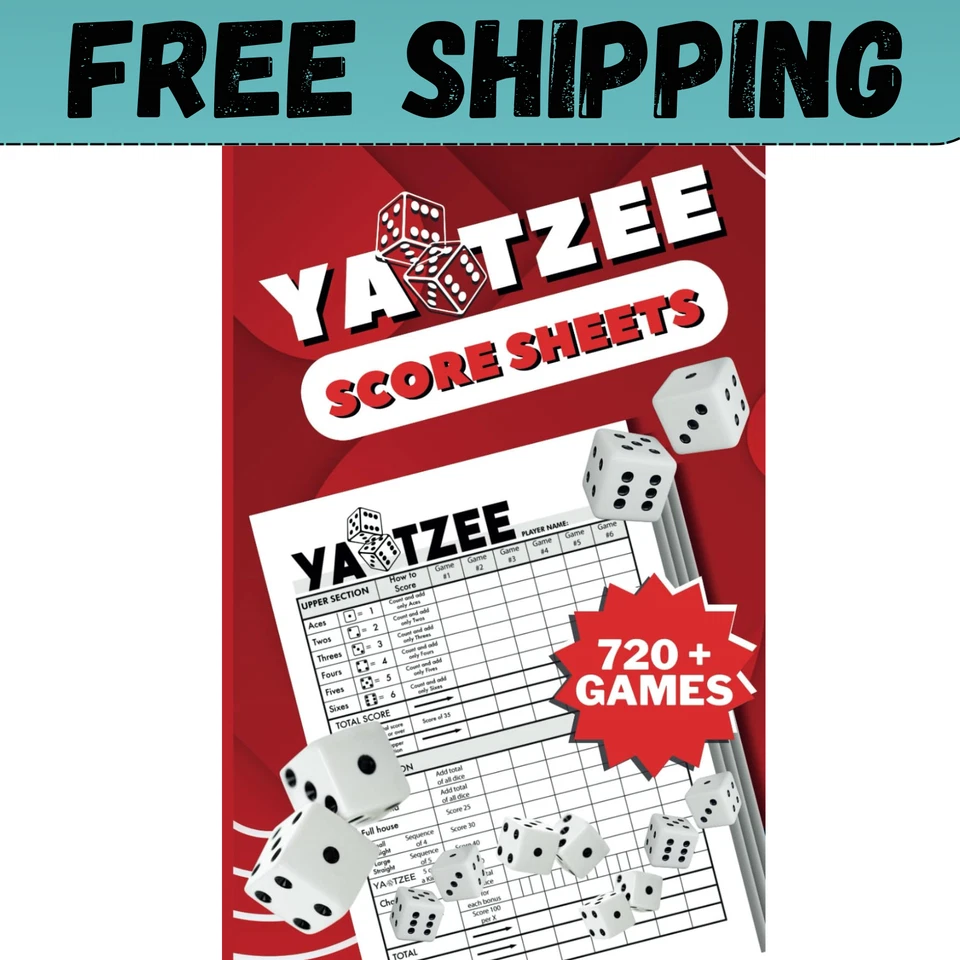 Score Pads for Yahtzee : Large Print 6X9 Yahtzee Score Sheets 720+ Games for Sco - Image 1 of 2