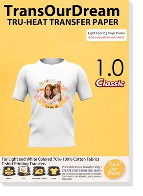 20 Sheets 8.5x11'' Printable Heat Transfer Vinyl for Light White Fabrics