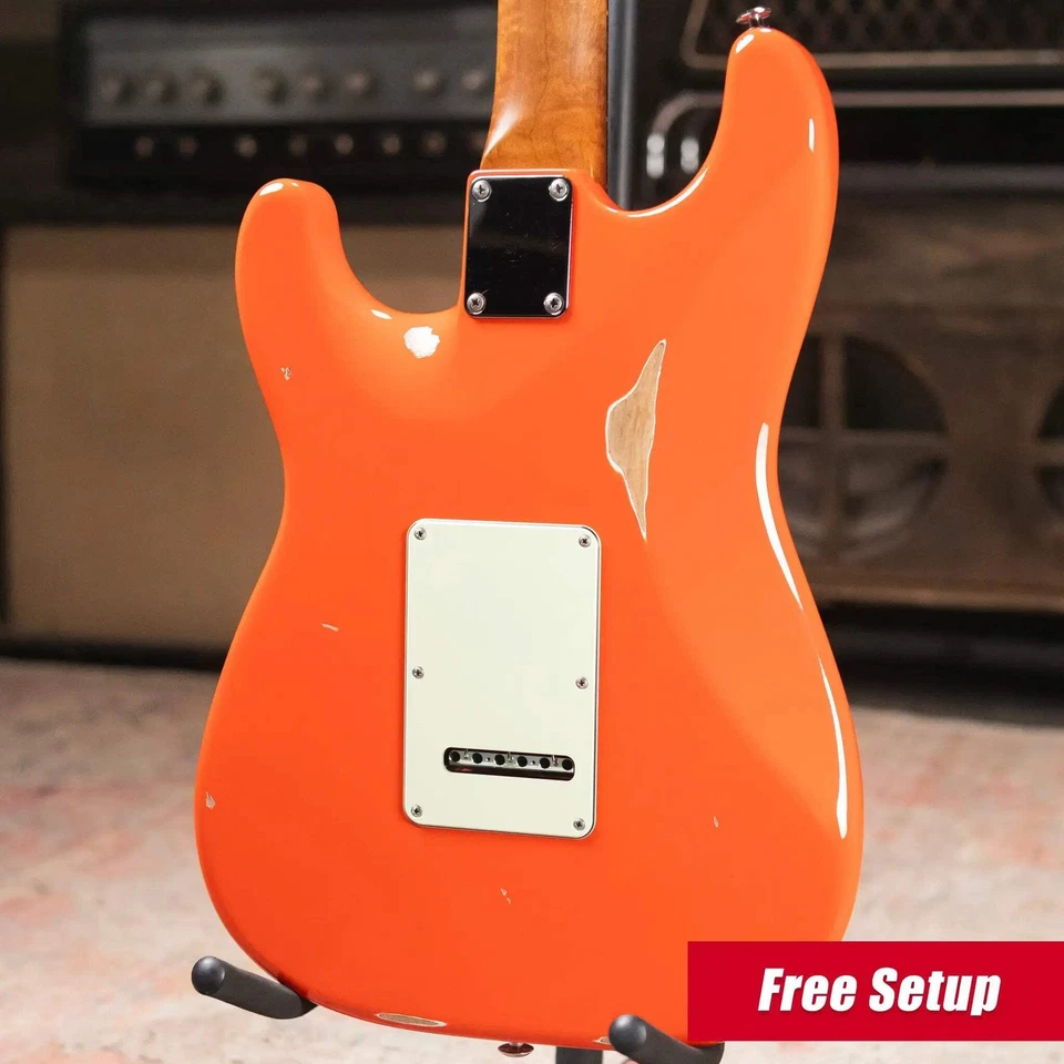 Guitarra Eléctrica Antigua Suhr Custom Shop Classic S - Fiesta Naranja con Rígido Foto 2 de 4