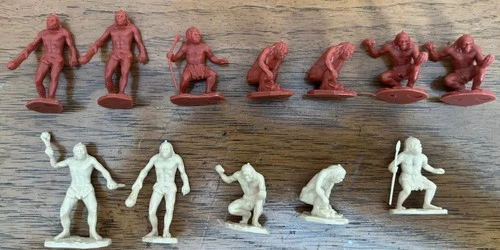 Vintage Marx Toys Caveman Figures! Lot Of 12! Brown And Tan 2.5” Plastic!