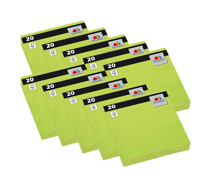 Fasana 221388 LIME GREEN 200 Servietten, 33 x 33 cm, 3-Lagig, 1/4 Falzung, Me...