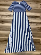 Matilda Jane Women’s Small S Blue Stripe The Road Ahead Scoop Neck Maxi Dress