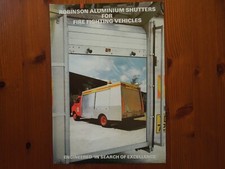 FIRE BRIGADE LEAFLET ROBINSON ROLLER SHUTTERS FOR FIREFIGHTING VEHICLES