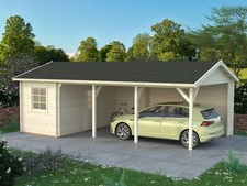 40mm Einzelcarport mit Schuppen ISO 770x430cm Garage Gerätehaus Abstellraum Holz