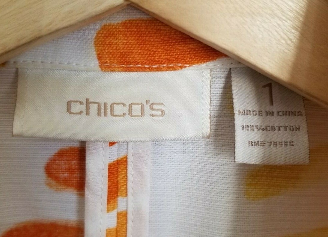 Chico's Jacket White/Orange Multi Collared Button… - image 8