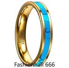 Anello in carburo di tungsteno turchese blu 4 mm per donna uomo fede nuziale in tungsteno