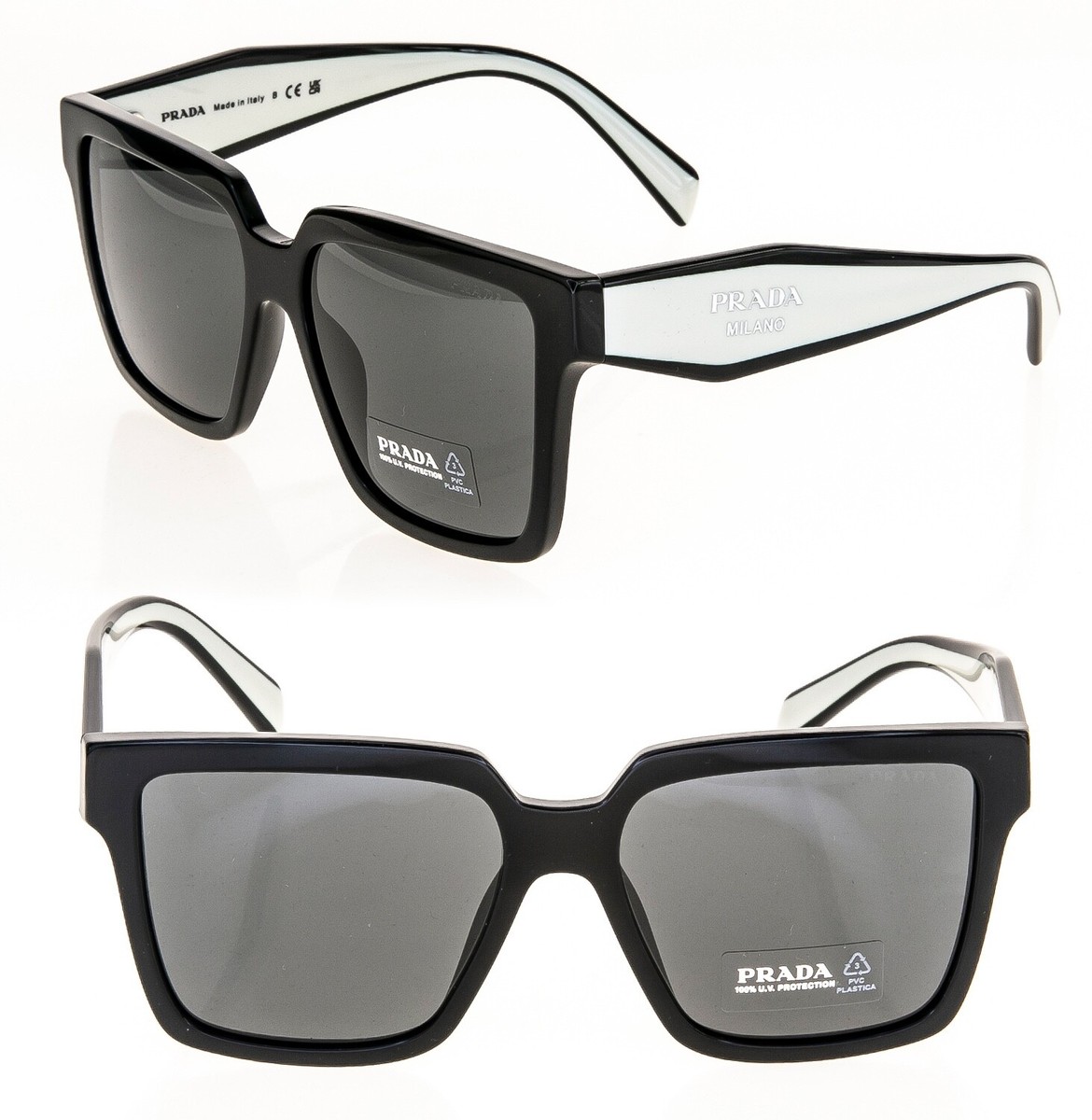 PRADA SYMBOLE Black White Color Block Triangle PR24ZS 24Z Fashion