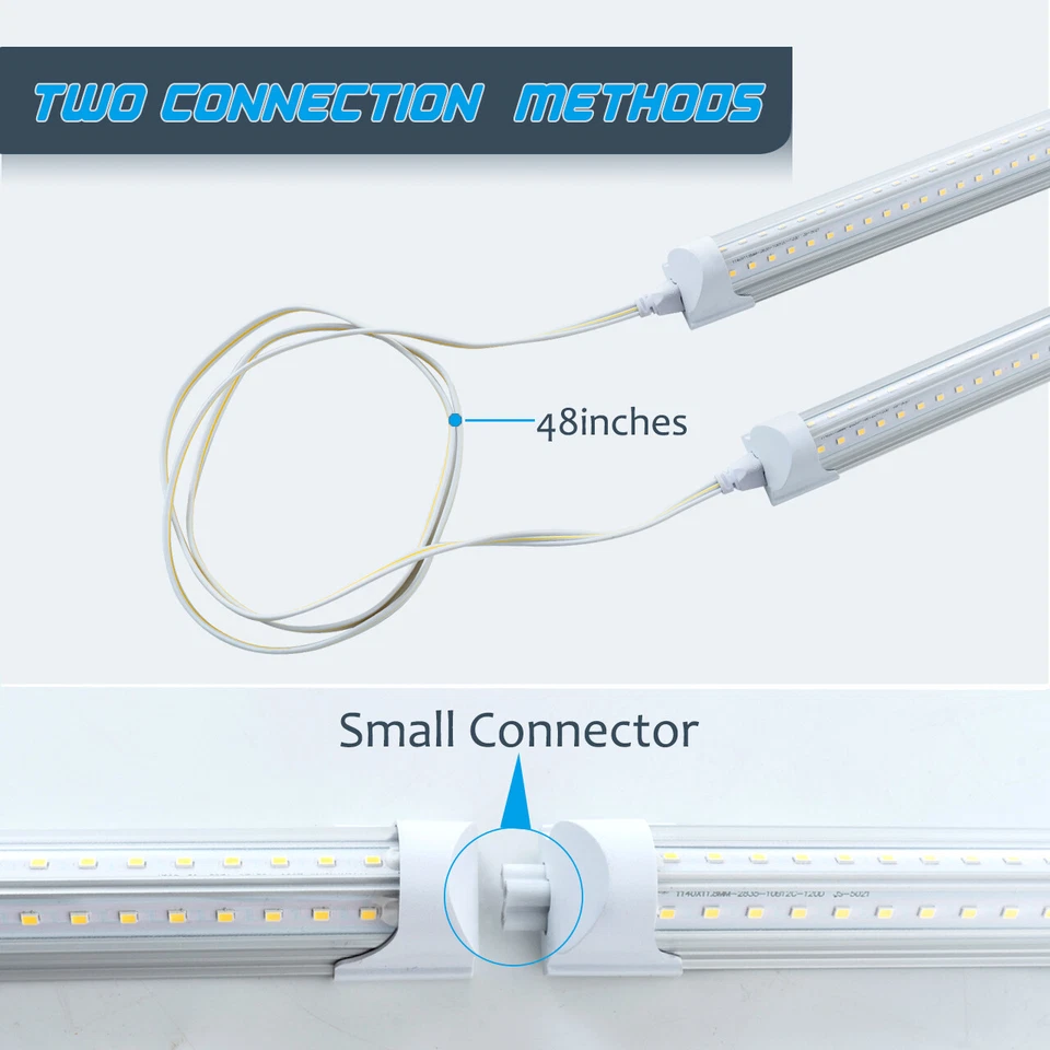 6 PACK 8FT Led Tube Light Fixture(Super Bright White) for Garage Shop Warehouse - Image 3 of 4