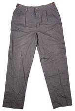 Men's Vintage Farah Grey Pleated Slacks Dress Pants 34x32 Cotton Blend Adjustabl