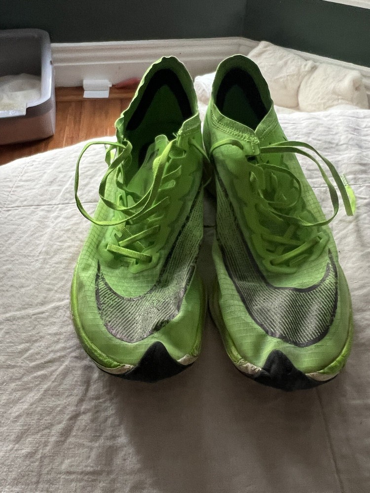 Nike ZoomX Vaporfly NEXT% Mens Running Shoes Size 9.5 US Electric Green Black AO4568-300