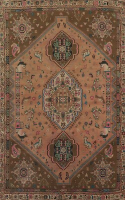 Vintage Tribal Geometric Animal Design Area Rug 7'x10' traditional Handmade  Rug