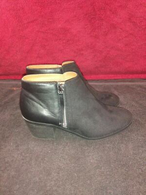 Western Zippered Ankle Boot Closed Toe Black Suede