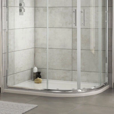 Hudson Reed White Offset Quadrant Shower Tray Plinth & Leg Set Waste Bathroom