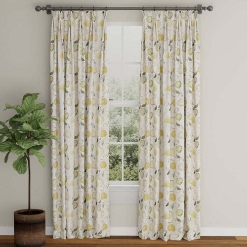 Fade Resistant Cream Green Yellow Teal Flora Drapery Upholstery Fabric - Picture 7 of 7