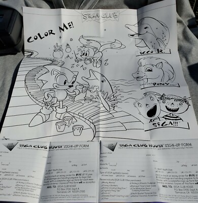 1994 POSTER SEGA CLUB COLOR ME ECCO JR CRYSTALS PONY SONIC PROMO