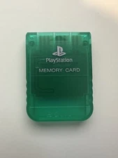 Official Sony PlayStation 1 PS1 Authentic Memory Card OEM PSOne Teal green clear
