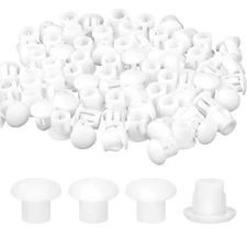100 Pcs Plastic Hole Plugs 1/4"(6mm) Screw Caps Cover White Plastic Hole Plugs f